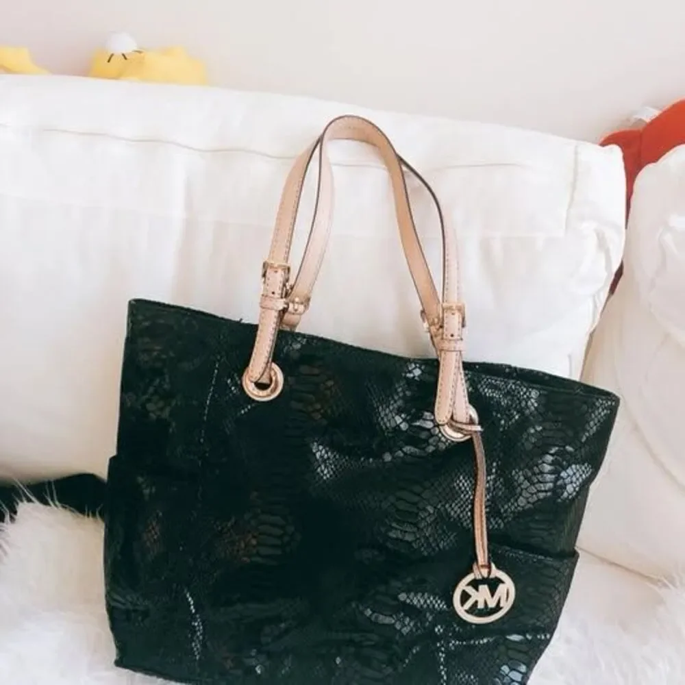 Michael Kors - Jet Set Black Python Embossed Tote – New